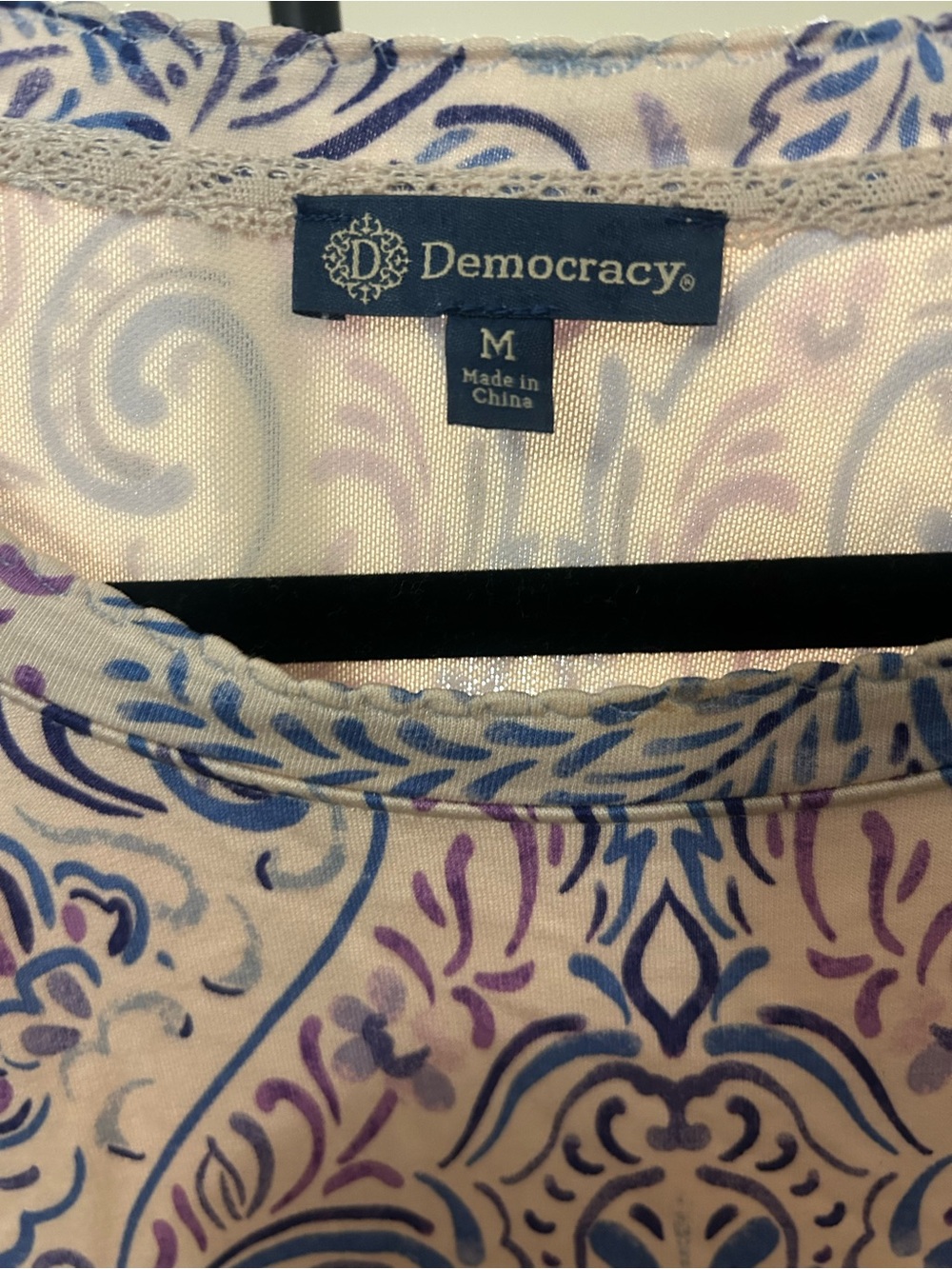 Democracy Lavender and Light Blue Floral-Print Long Sleeve Top - Picture 7 of 12